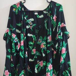 Old Navy XL Black Tropical Print